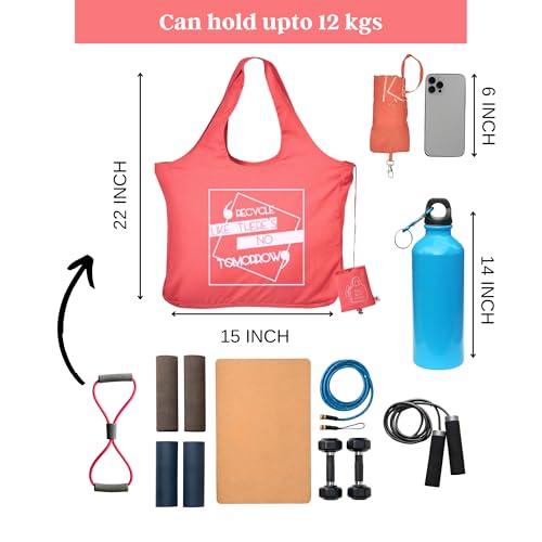 IVILLAGE Unisex Foldable Reusable Polyester Bags for Shopping & Daily Use | Stylish Designer Tote & Shopper Bag | Compact, Lightweight Handbag, and Eco-Friendly with 12Kg Capacity - Pink - Image 5