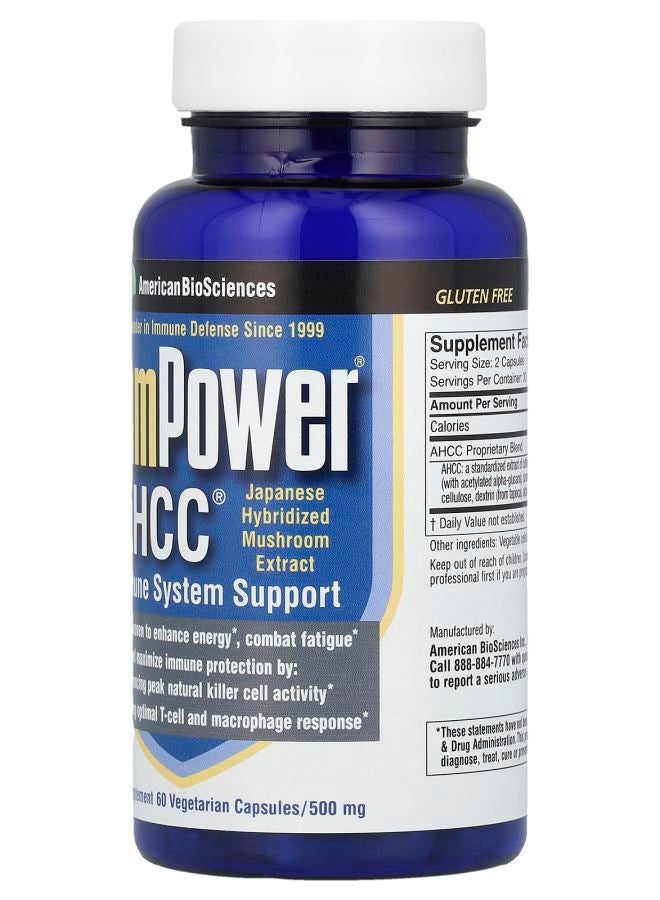American BioSciences ImmPower® AHCC® 500 mg 60 Vegetarian Capsules (250 mg Per Capsule) - Image 2