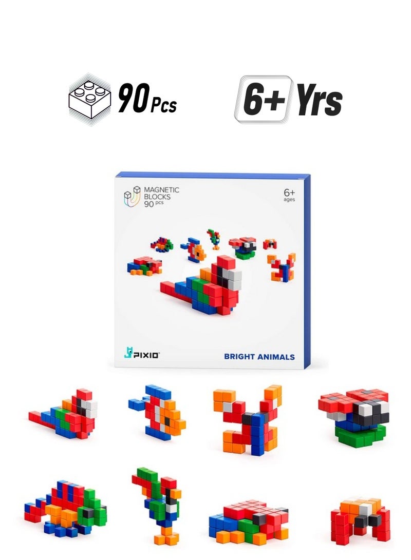 PIXIO Magnetic Building Blocks Bright Animals Story Series Magnetic Blocks Building Toys Boys Toys Age 6 8 Magnetic Toys 6 7 Year Old Boys 90 Pcs - Image 1
