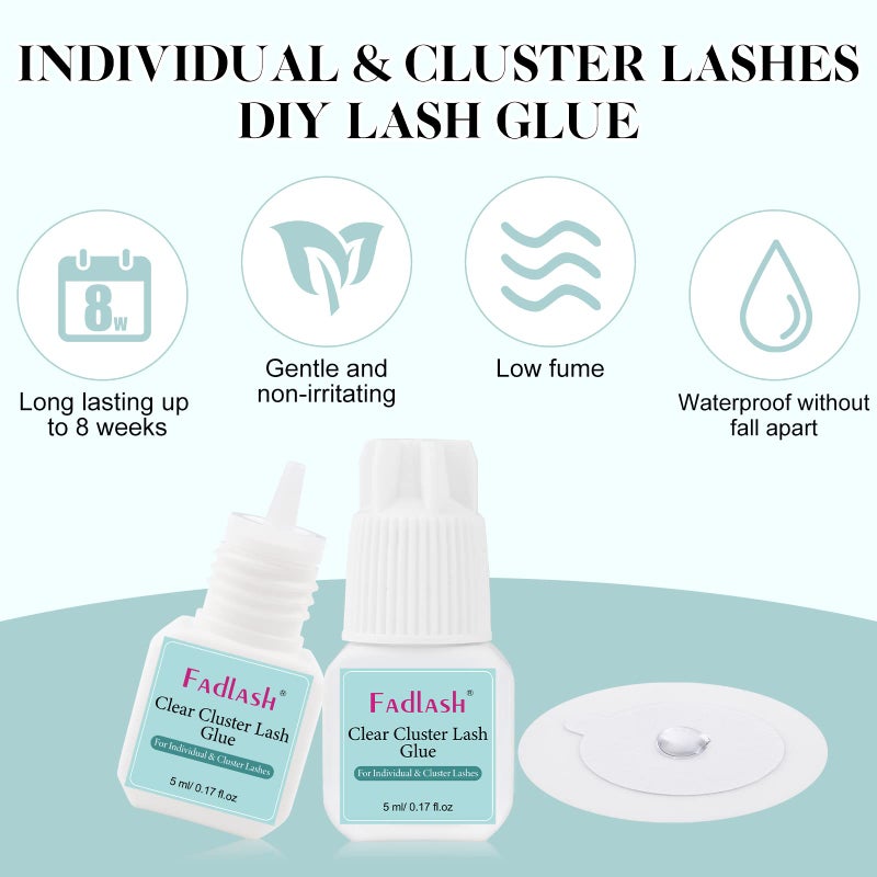 FADLASH Lash Cluster Glue Fast Drying Long Lasting DIY Waterproof Clear Lash Glue for Eyelash Clusters for Self Application - Image 3