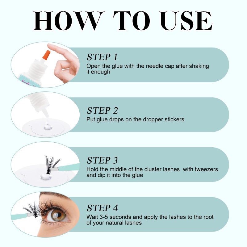 FADLASH Lash Cluster Glue Fast Drying Long Lasting DIY Waterproof Clear Lash Glue for Eyelash Clusters for Self Application - Image 4