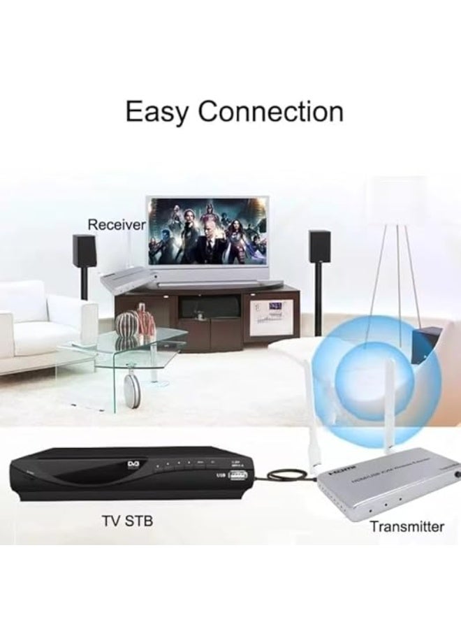 جهاز تمديد HDMI KVM لاسلكي بدقة 1080p حتى 200 متر – ناقل ومستقبل بجودة عالية مع دعم 2.4G و5G – لتحويل الفيديو من الكمبيوتر إلى الشاشة أو التلفزيون - Image 3