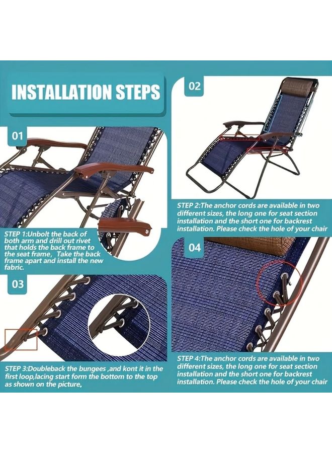 Blue Gravity Chair Replacement Fabric Universal Fit Easy Installation Patio Beach Poolside Lawn Camping - Image 2