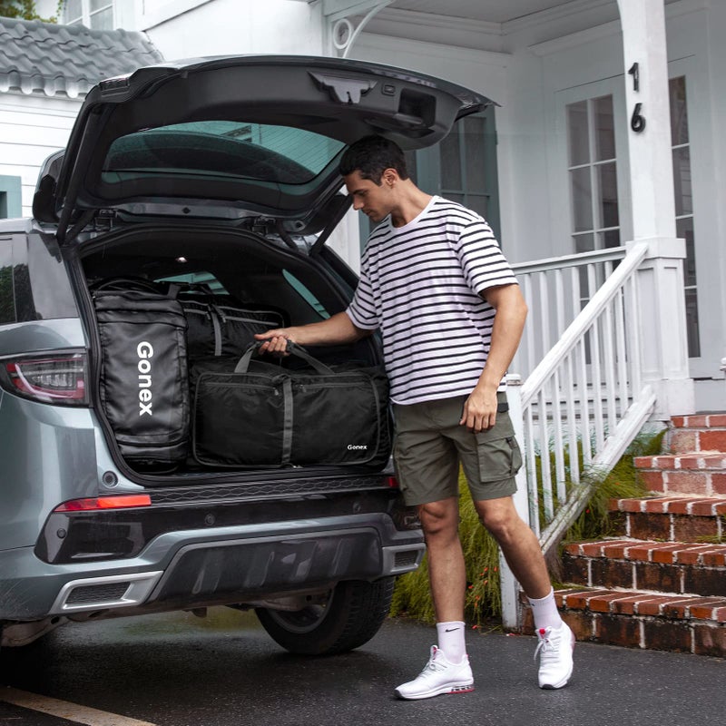 Gonex 60L Packable Travel Duffle Bag Foldable Duffel Bags for Luggage Gym Sports Camping Travelling Cycling Storage Shopping Water & Tear Resistant Black - Image 2