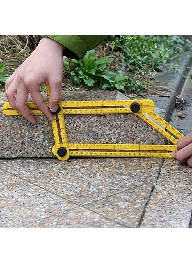 Yellow ABS Plastic Folding Ruler Multi Angle Measuring Tool T Square Leveling For Professionals - Image 5