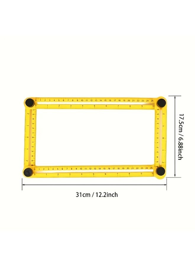 Yellow ABS Plastic Folding Ruler Multi Angle Measuring Tool T Square Leveling For Professionals - Image 1