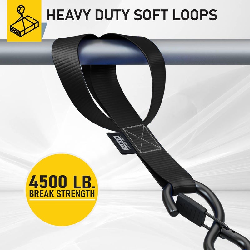 AUGO Soft Loop Tie Down Straps - 1,500 Load Capacity & 4,500 Lbs Breaking Strength - 6 Pack - Loops for Securing ATV, UTV, Motorcycles, Scooters, Dirt Bikes, Lawn & Garden Equipment - by AUGO - Image 2