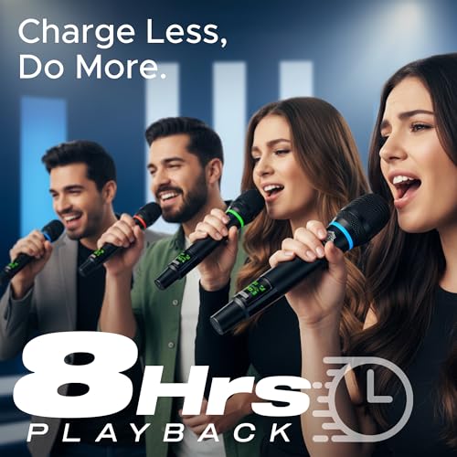 DIGIMORE 4 UHF Wireless Microphone System |260ft Range | Cardioid Pickup | 8Hrs Battery Life | XLR Balanced Outs | Perfect for Stage, Public Speaking, Events & Live Shows (D-385) - Image 5