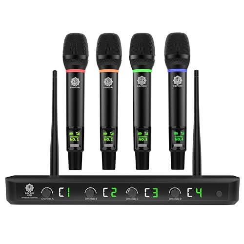 DIGIMORE 4 UHF Wireless Microphone System |260ft Range | Cardioid Pickup | 8Hrs Battery Life | XLR Balanced Outs | Perfect for Stage, Public Speaking, Events & Live Shows (D-385) - Image 1