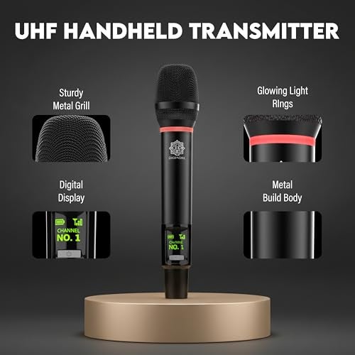 DIGIMORE 4 UHF Wireless Microphone System |260ft Range | Cardioid Pickup | 8Hrs Battery Life | XLR Balanced Outs | Perfect for Stage, Public Speaking, Events & Live Shows (D-385) - Image 4