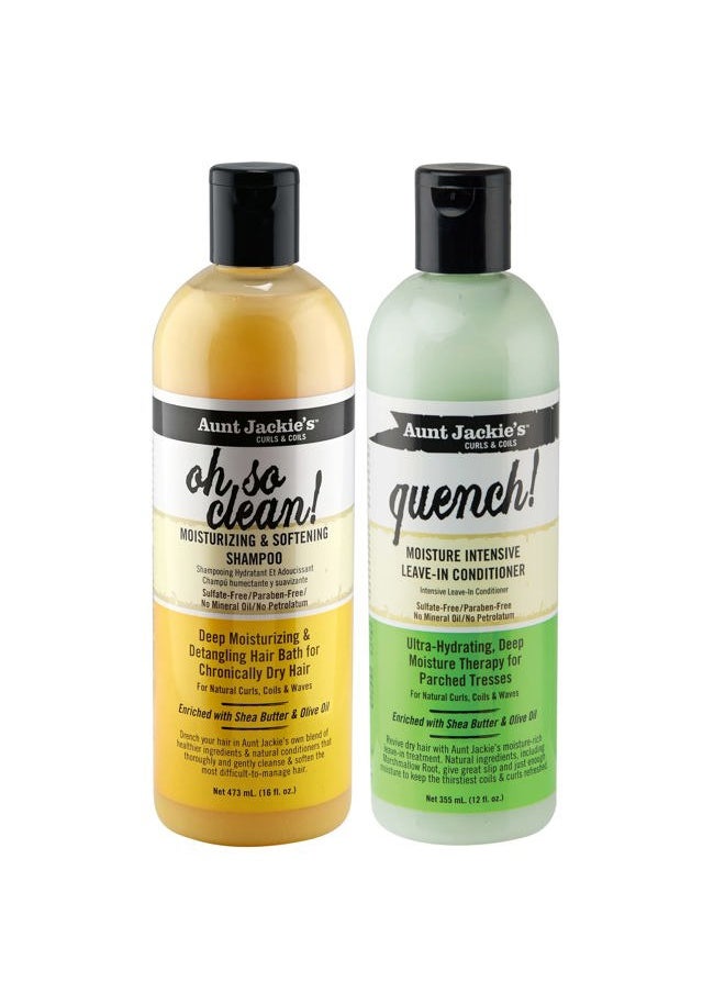 Aunt Jackie's - Oh so Clean! Shampoo & Quench Leave-in Conditioner 12 Oz Each - Image 1