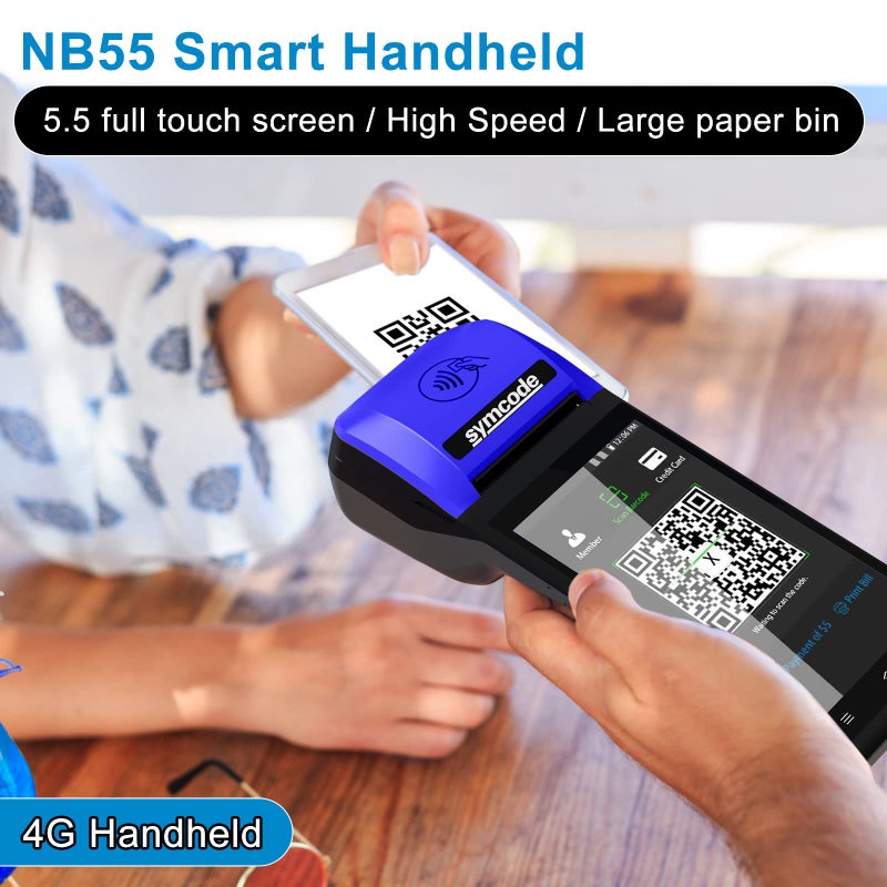 symcode PDA POS Receipt Printer 58mm Thermal Printer with Android12 OS 5.5" inch Touch Screen.Scan 1D/2D/QR barcodes. Support 4G:FDD-LTE,TD-LTE 3G: WCDMA 2G: GSM,GPRS Hot spot Bluetooth 3GB Ram +16GB ROM - Image 4