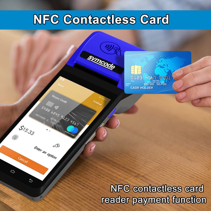 symcode PDA POS Receipt Printer 58mm Thermal Printer with Android12 OS 5.5" inch Touch Screen.Scan 1D/2D/QR barcodes. Support 4G:FDD-LTE,TD-LTE 3G: WCDMA 2G: GSM,GPRS Hot spot Bluetooth 3GB Ram +16GB ROM - Image 3