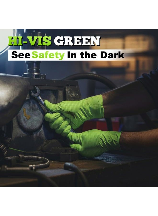 TitanFlex Thor Grip Heavy Duty Green Industrial Nitrile Gloves, 8-mil, XL, Box of 50, Latex Free, Raised Diamond Texture Grip, Powder Free, Food Safe, Rubber Gloves, Mechanic Gloves - Image 4