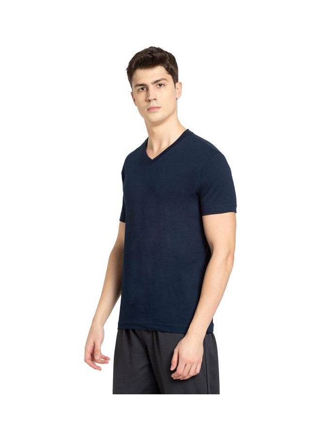 JOCKEY - Jockey 2726 Men Super Combed Cotton Rich Solid V Neck Half Sleeve T Shirt - Image 1