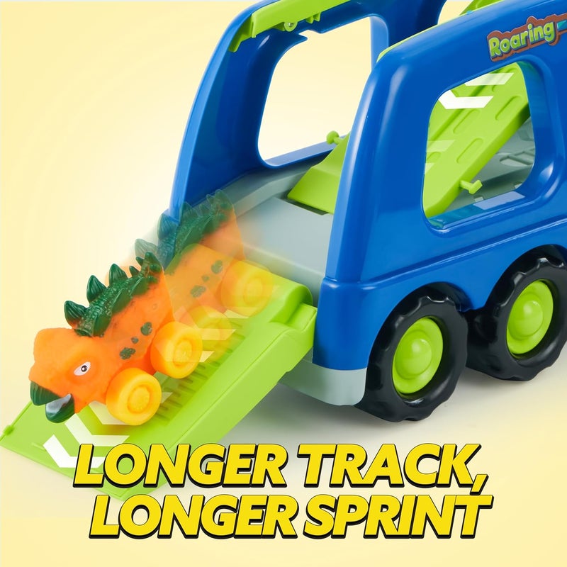 JOYIN Dinosaur Truck Toys for Ages 2-4, Kids Toys Boys Girls Age 2 3 4 5, Dinosaur Carrier Truck Toy with 6 Dinosaur Figures Rubber Car Vehicles, Toddler Birthday Gifts with Music & Lights - Image 3