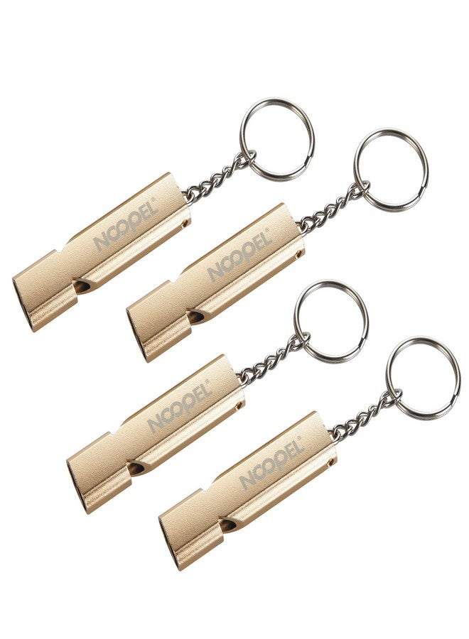 Noopel Emergency Whistles Lifeguard Safety Whistle with Lanyard and Keychain for Outdoor Camping Hiking Boating Hunting Fishing Kayak Kids Rescue Signaling Loud Survival Whistle (4 Pack Gold) - Image 2