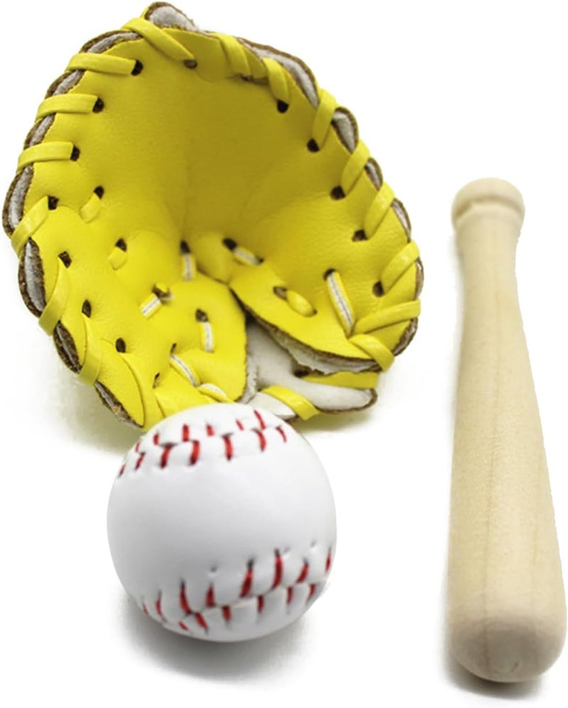 Yellow 3 Piece Newborn Photography Props Baseball Bat And Glove Kit For Creative Shots - Image 1