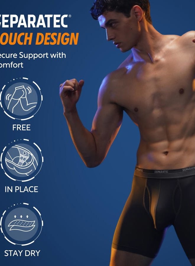 Separatec Mens Athletic Performance Athletic Ball Pouch Boxer Briefs 3 Pack, B1-Black, L - Image 3