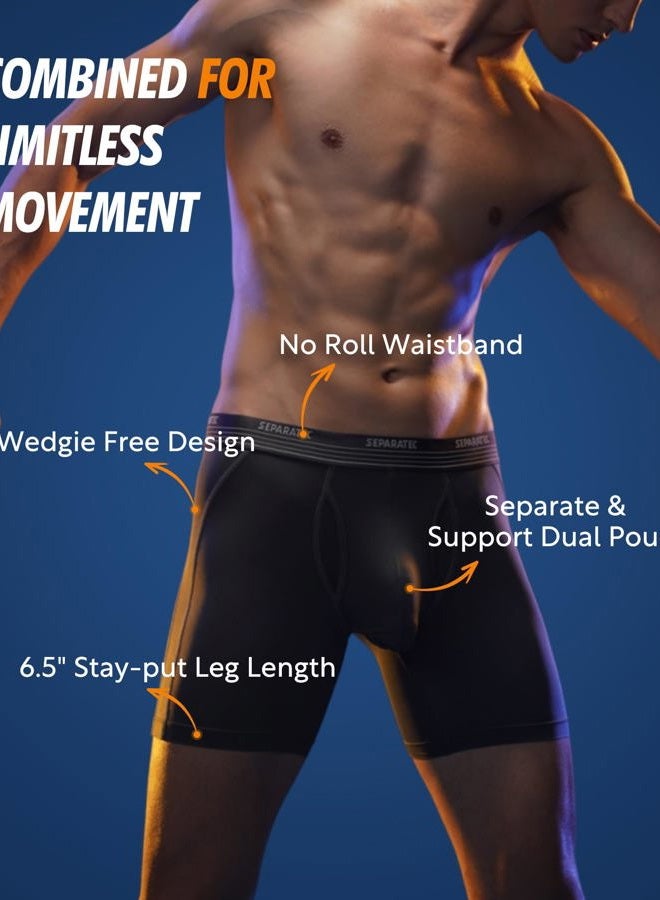 Separatec Mens Athletic Performance Athletic Ball Pouch Boxer Briefs 3 Pack, B1-Black, L - Image 5