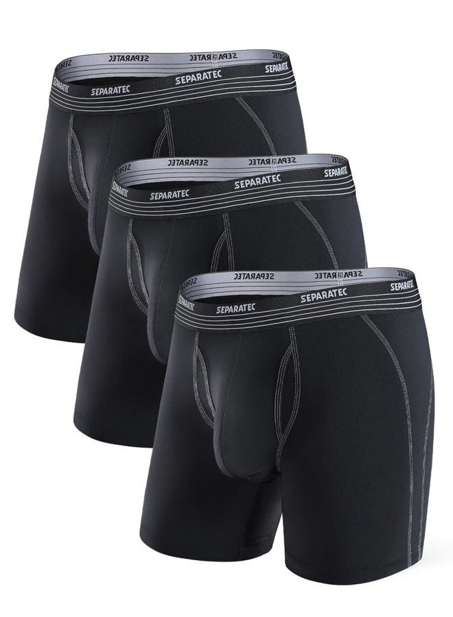 Separatec Mens Athletic Performance Athletic Ball Pouch Boxer Briefs 3 Pack, B1-Black, L - Image 1