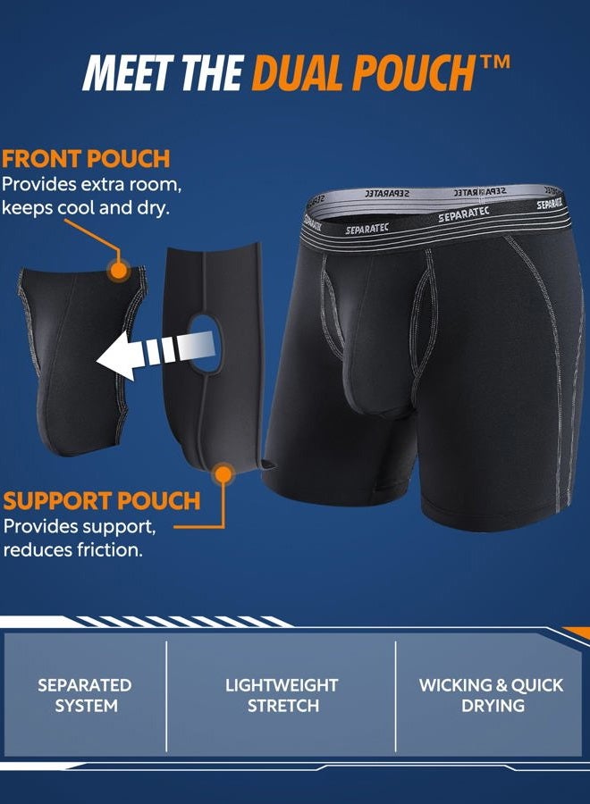 Separatec Mens Athletic Performance Athletic Ball Pouch Boxer Briefs 3 Pack, B1-Black, L - Image 2