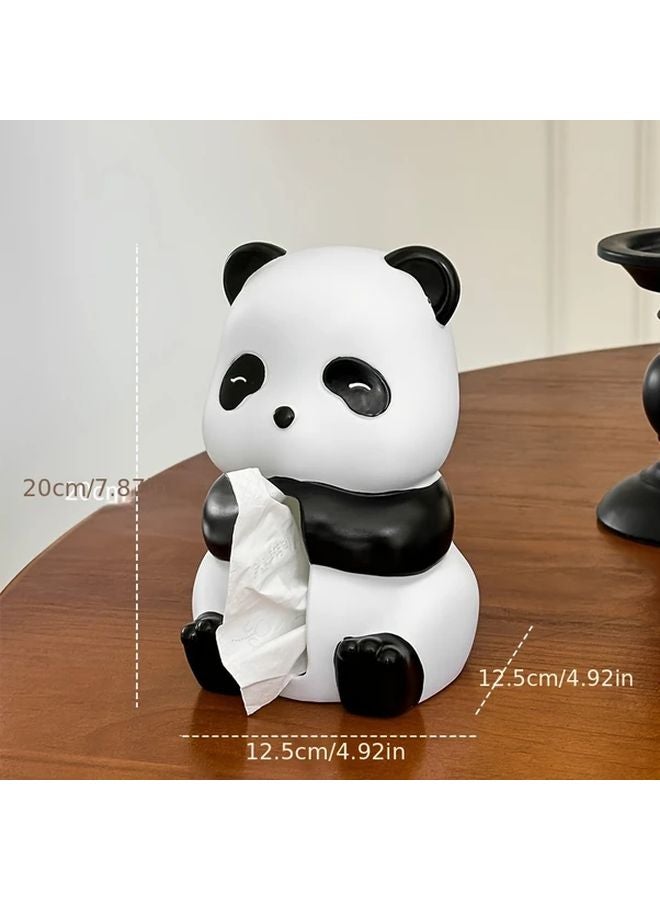 Standing Panda Tissue Box Black White Design Durable Resin For Living Room Bathroom Decor - Image 4