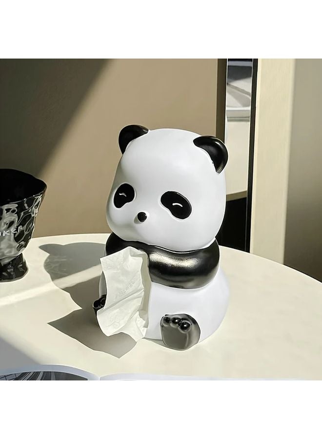 Standing Panda Tissue Box Black White Design Durable Resin For Living Room Bathroom Decor - Image 5