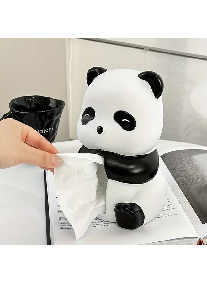 Standing Panda Tissue Box Black White Design Durable Resin For Living Room Bathroom Decor - Image 2