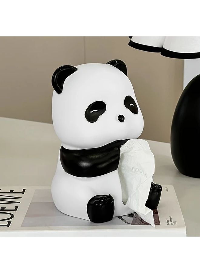 Standing Panda Tissue Box Black White Design Durable Resin For Living Room Bathroom Decor - Image 3