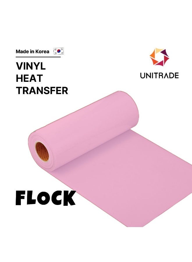 UNITRADE® Flock Light Pink Heat Transfer Vinyl Roll - 51cm x 25m / Compatible with Cricut, Silhouette, Professional Cutters / CPSIA Certified / Made in Korea - Image 1