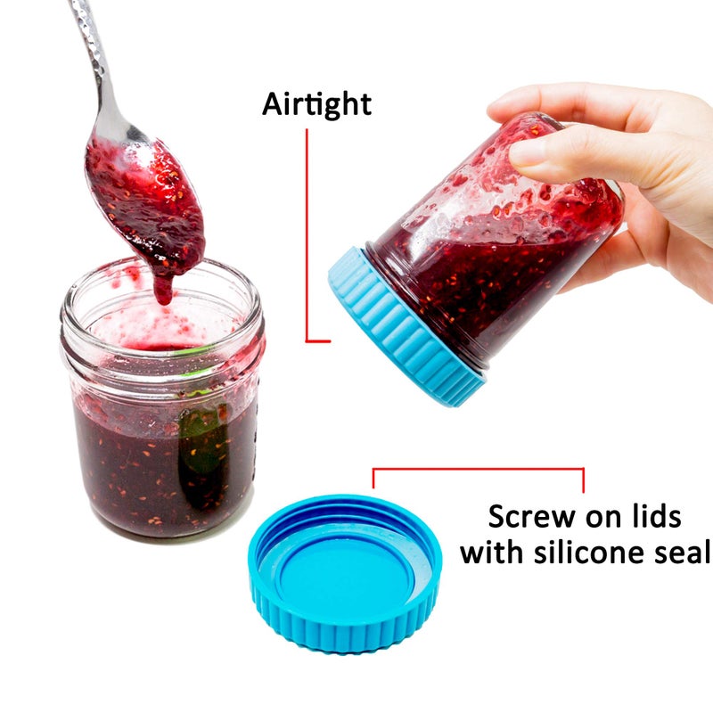 Youngever 8 Sets Glass Baby Food Storage, Baby Food Glass Containers with Airtight Lids, 8 Coastal Colors (8 Ounce) - Image 3