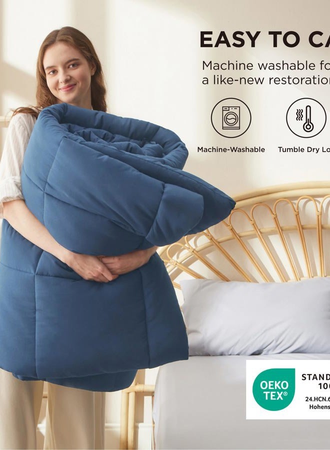 Bedsure California King Quilted All-Season Down Alternative Comforter, 300 GSM Machine-Washable Polyester, with Corner Tabs, Royal Blue - Image 5