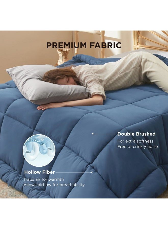 Bedsure California King Quilted All-Season Down Alternative Comforter, 300 GSM Machine-Washable Polyester, with Corner Tabs, Royal Blue - Image 3