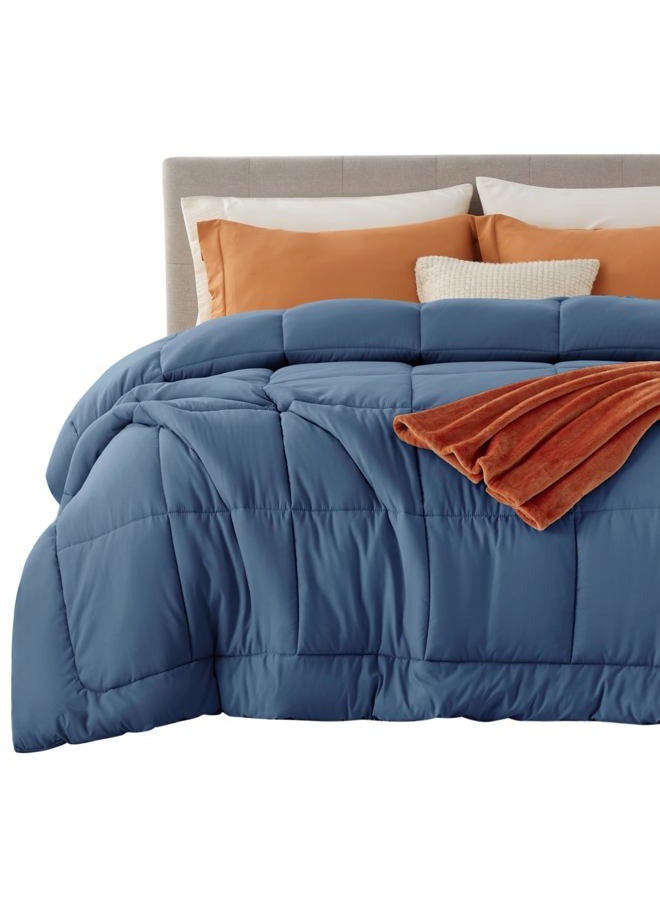 Bedsure California King Quilted All-Season Down Alternative Comforter, 300 GSM Machine-Washable Polyester, with Corner Tabs, Royal Blue - Image 1