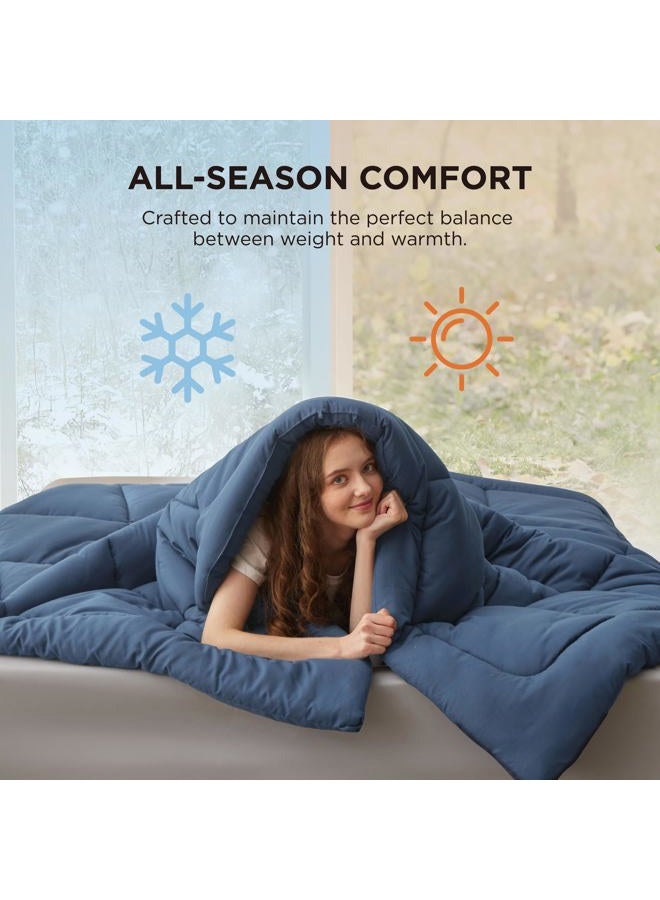 Bedsure California King Quilted All-Season Down Alternative Comforter, 300 GSM Machine-Washable Polyester, with Corner Tabs, Royal Blue - Image 4
