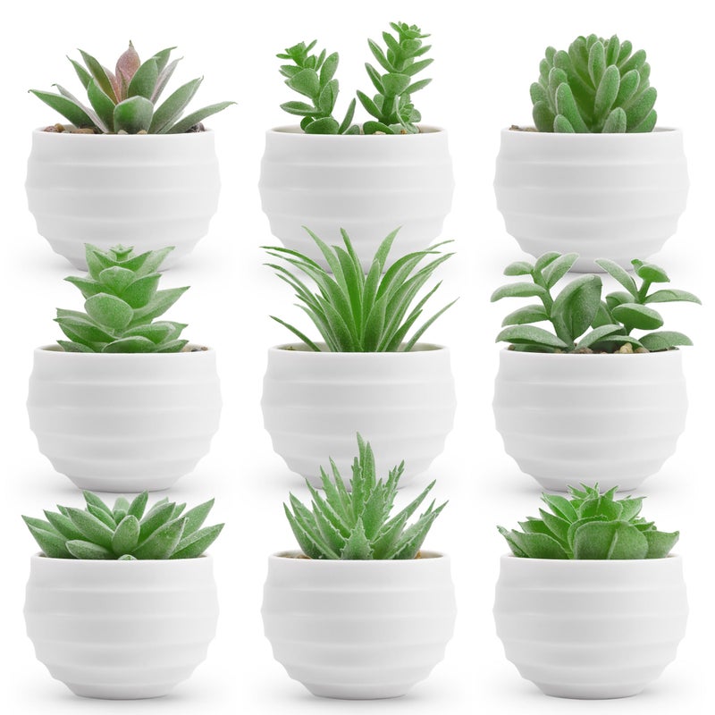 Der Rose 9 Pack Fake Plants Small Realistic Succulents Plants Artificial for Home Room Decor Indoor - Image 1
