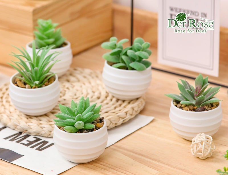 Der Rose 9 Pack Fake Plants Small Realistic Succulents Plants Artificial for Home Room Decor Indoor - Image 4