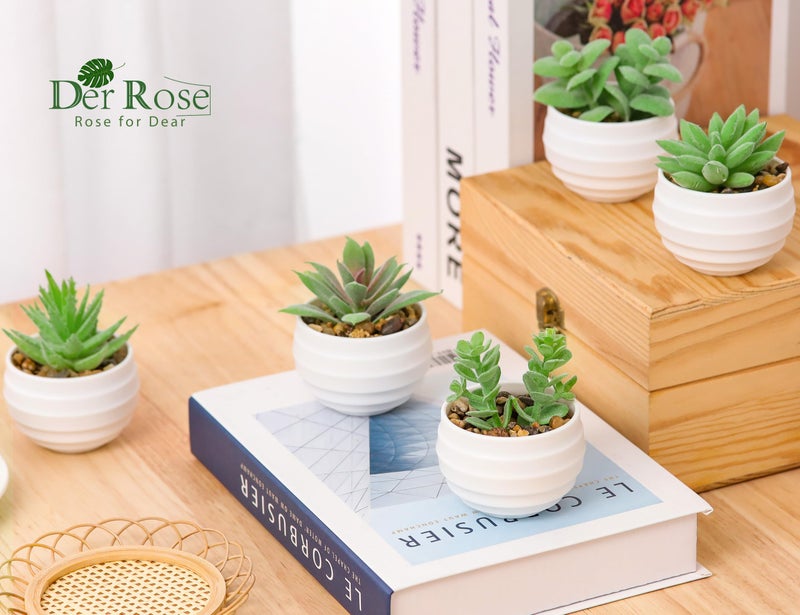Der Rose 9 Pack Fake Plants Small Realistic Succulents Plants Artificial for Home Room Decor Indoor - Image 5