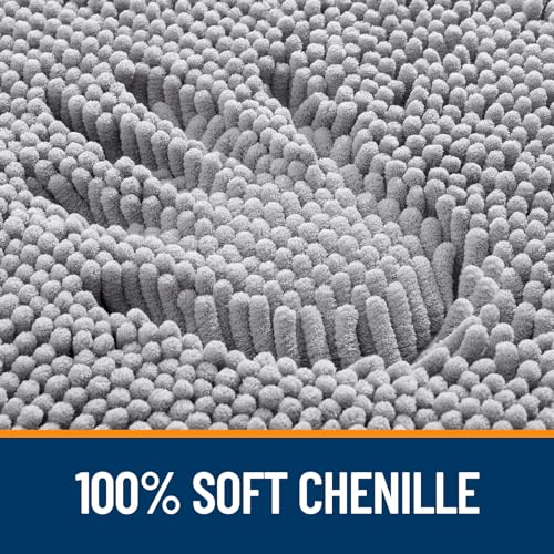 OLANLY Bathroom Rugs 24x16, Extra Soft Absorbent Chenille Bath Rugs, Rubber Backing Quick Dry, Machine Washable Bath Mats for Bathroom Floor, Tub and Shower, Home Decor Accessories, Grey - Image 3