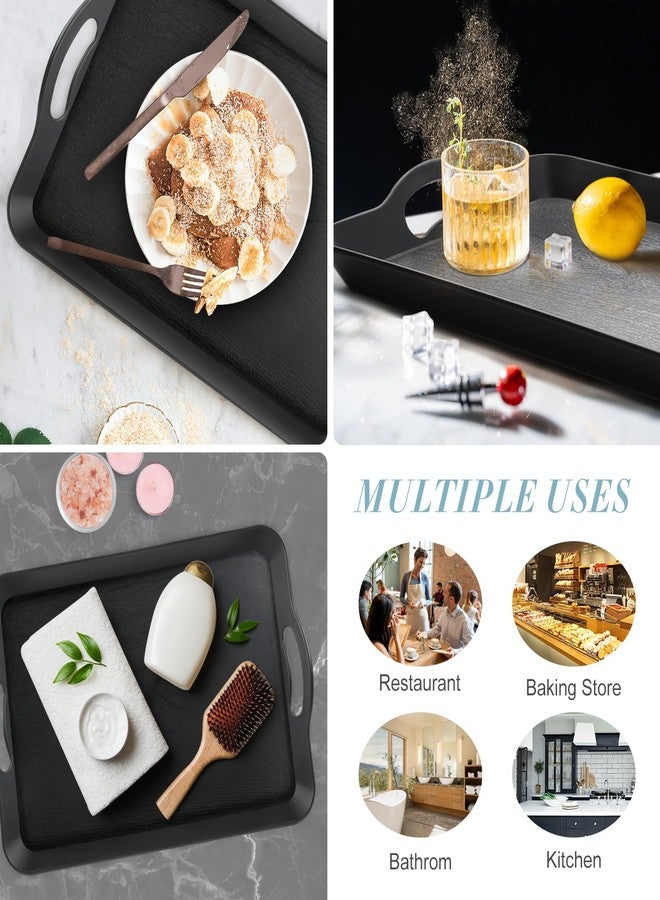 Armrouns Black Serving Trays with Handles, 16 x 11 inch Rectangular Non Skid Multi-Purpose Plastic OttomanTray for Restaurant, Parties, Coffee Table, Kitchen - Image 5