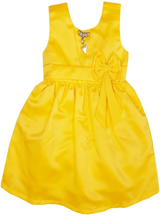 Timatim Baby Girls Fit and Flare Knee LengthFrock (18-24 Months, Yellow) - Image 1