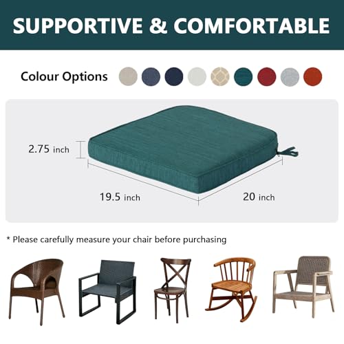 Goodgoods 195 x 20 Outdoor Chair Cushions Set of 4 FadeResistant WaterResistant Patio Seat Cushion Pads with Ties 30D HighResilience Foam for Dining Room Kitchen Chairs Malachite - Image 3
