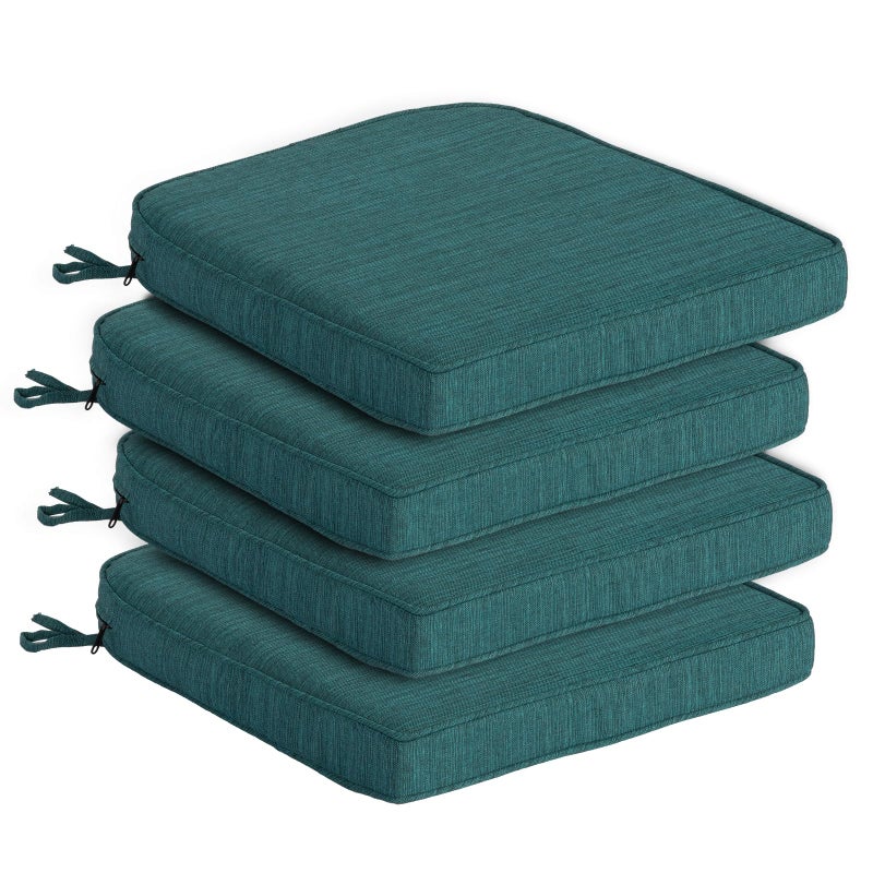 Goodgoods 195 x 20 Outdoor Chair Cushions Set of 4 FadeResistant WaterResistant Patio Seat Cushion Pads with Ties 30D HighResilience Foam for Dining Room Kitchen Chairs Malachite - Image 2
