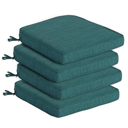 Goodgoods 195 x 20 Outdoor Chair Cushions Set of 4 FadeResistant WaterResistant Patio Seat Cushion Pads with Ties 30D HighResilience Foam for Dining Room Kitchen Chairs Malachite - Image 1