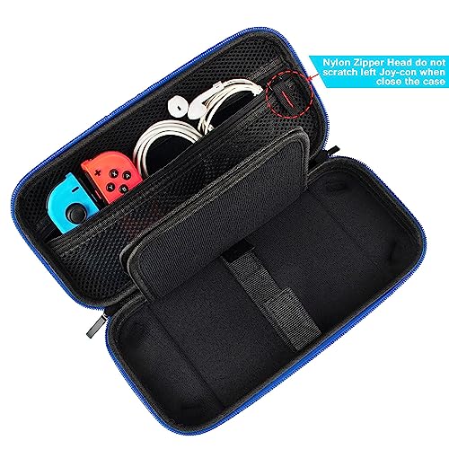 daydayup Switch Carrying Case Compatible with Nintendo Switch/Switch OLED, with 20 Games Cartridges Protective Hard Shell Travel Carrying Case Pouch for Console & Accessories, Black (Blue, Nintendo Switch/OLED) - Image 4
