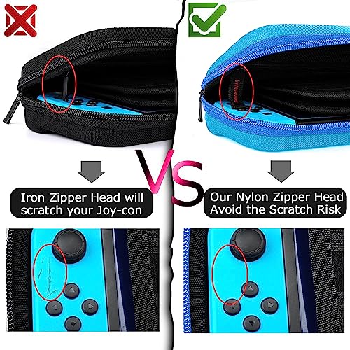 daydayup Switch Carrying Case Compatible with Nintendo Switch/Switch OLED, with 20 Games Cartridges Protective Hard Shell Travel Carrying Case Pouch for Console & Accessories, Black (Blue, Nintendo Switch/OLED) - Image 5