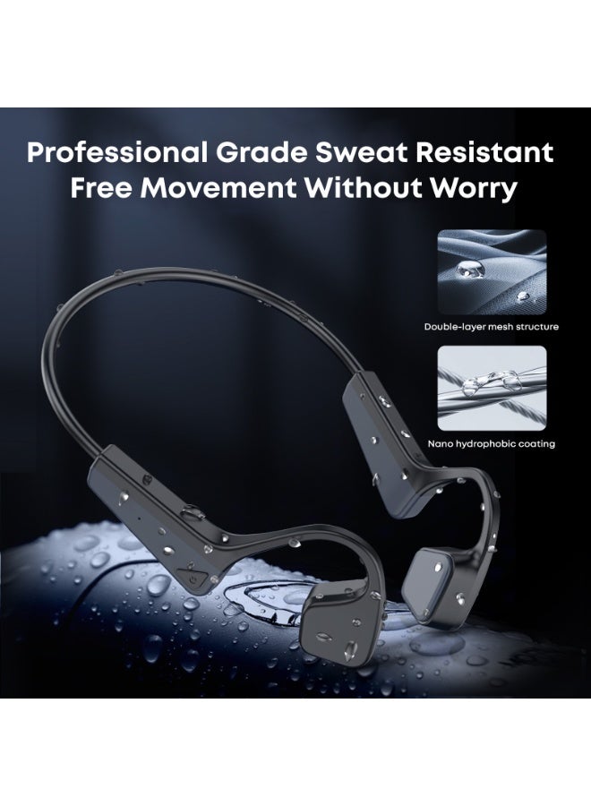 لانجسدام سماعات بلوتوث بتوصيل عظمي – لاسلكية، بدون إدخال الأذن، بطارية طويلة الأمد، سماعات رياضية مريحة، مقاومة للعرق، صوت عالي الدقة مع ميكروفون عازل للضوضاء، 11 ساعة تشغيل موسيقى، 240 ساعة استعداد، شحن سريع - Image 4