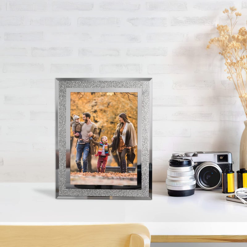 Calenzana 5x7 صورة إطار الصورة اللامعة الأطراف الزجاجية لمجموعة الطاولة من 2 - Image 4
