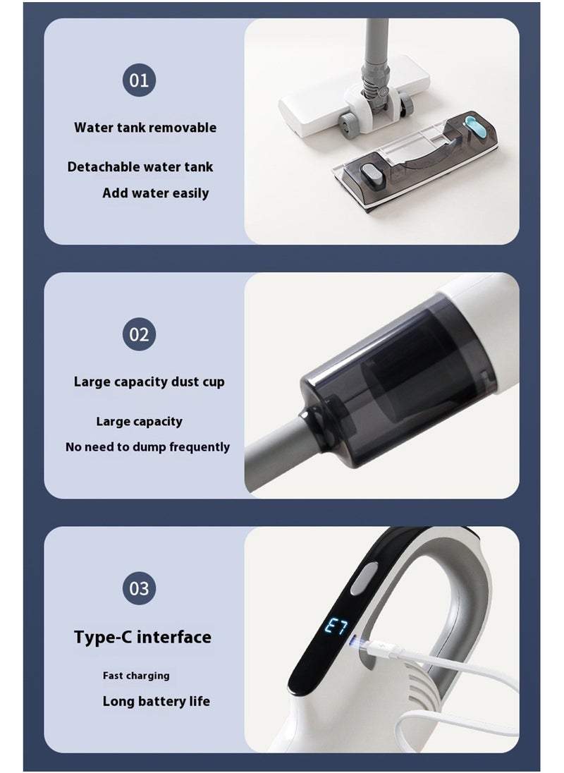 AiQi - Cordless Handheld Wet & Dry Vacuum Cleaner with Water Tank and Mop, LED Display, 19000Pa Suction Power, 3-Speed Adjustable, for Hard Floors/Carpets/Kitchen/Pet Hair, Includes Wall Mount Hook, Up to 70 Min Runtime - Image 1